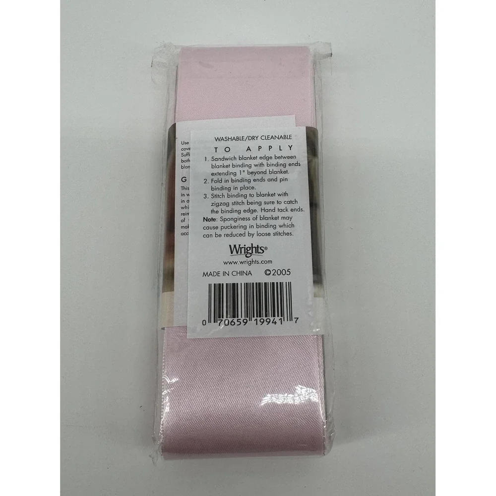 Wrights Satin Blanket Binding Quartz Pink 4 3/4 Yds Baby Quilt Trim Sewing NOS